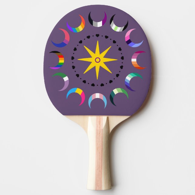 Raquete De Ping Pong Orgulho das Luas Crescentes Queer (Frente)