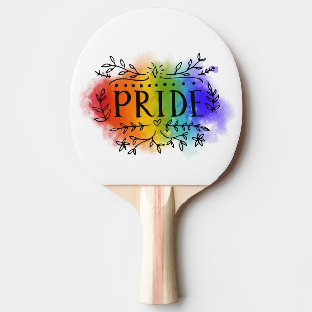 Raquete De Ping Pong Orgulho em Watercolor (Frente)