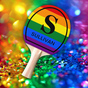 Raquete De Ping Pong Orgulho gay Personalizado Sinalizador LGBT Monogra
