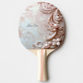 Raquete de Ping Pong Ornada de Pérola e Floral Ros