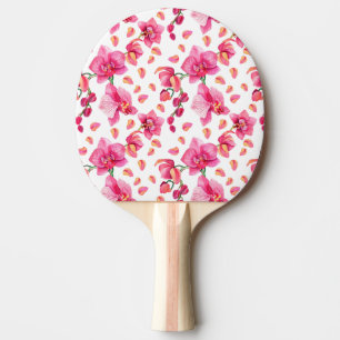 Raquete De Ping Pong Orquídeas de Aquarela Design 2