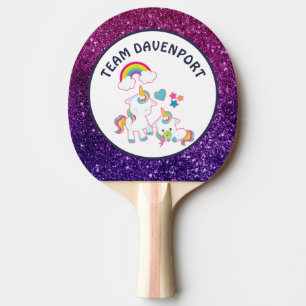 Raquete De Ping Pong Ótima mãe e bebê Unicórnios Tema Mágico
