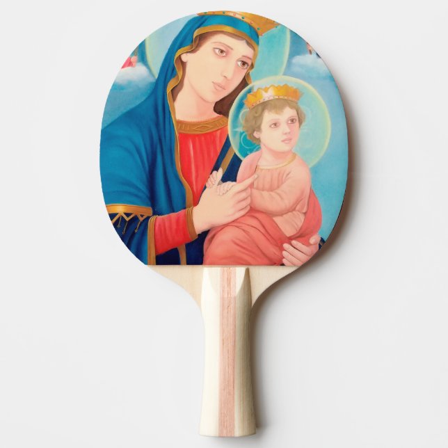 Raquete De Ping Pong Our Lady of Perpetual Help Catholic (Frente)