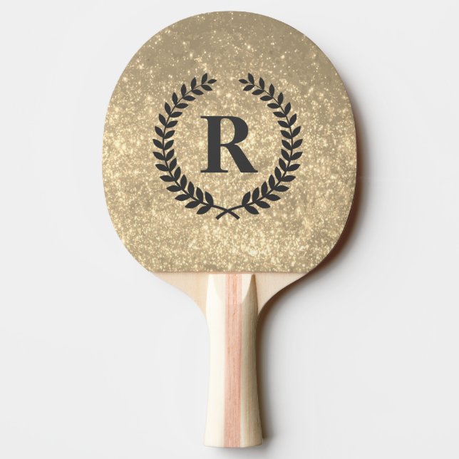 Raquete De Ping Pong Ouro Com Monograma (Verso)