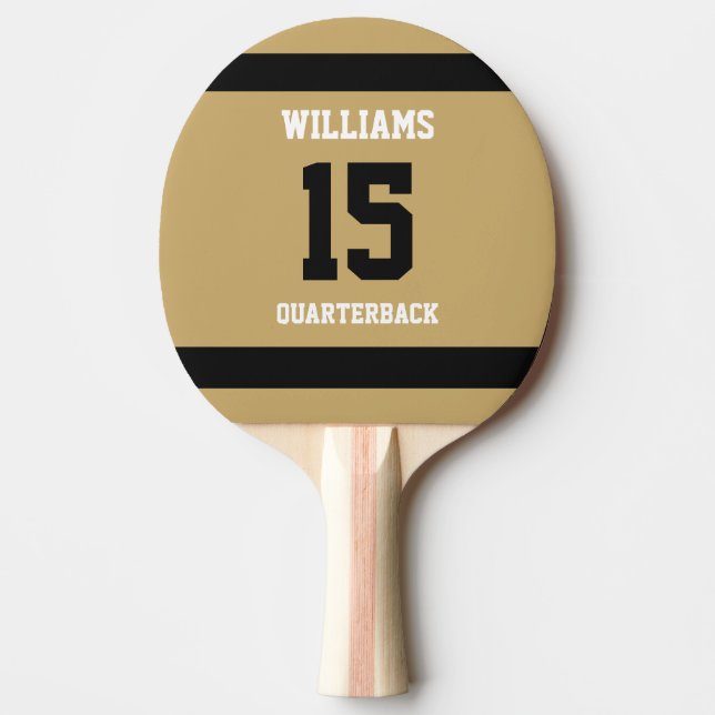 Raquete De Ping Pong Ouro e Preto Plano (Frente)
