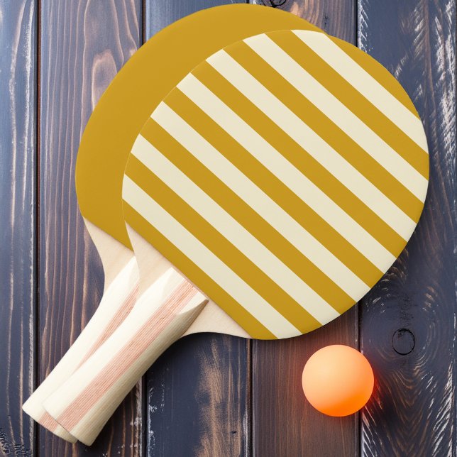 Raquete De Ping Pong Ouro Ochre Polo Stripes e Sólidos (Criador carregado)