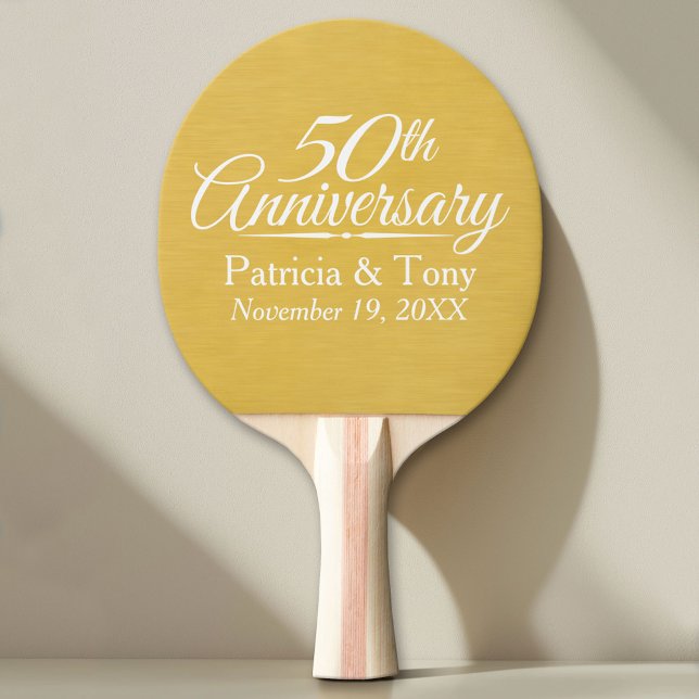 Raquete De Ping Pong ouro Personalizado do 50º Aniversário do Casamento (Custom Pin Pong Paddle)