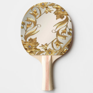 Raquete De Ping Pong Ouro Wavy Deixa Pino Pino Floral