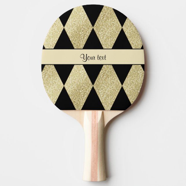 Raquete De Ping Pong Ouros Negros e Dourados Elegantes (Frente)