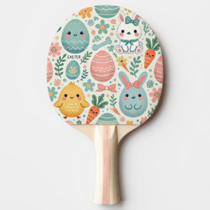 Raquete De Ping Pong Ovos de Páscoa em faixas verdes e brancas