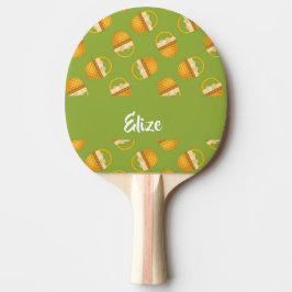 Raquete De Ping Pong Ovos em cesto castanho em verde