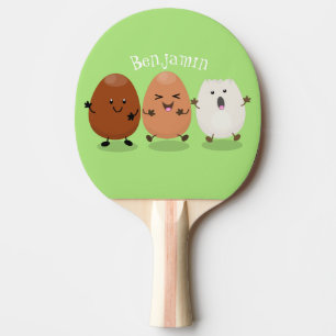 Raquete De Ping Pong Ovos kawaii fofos ilustração engraçada de desenho