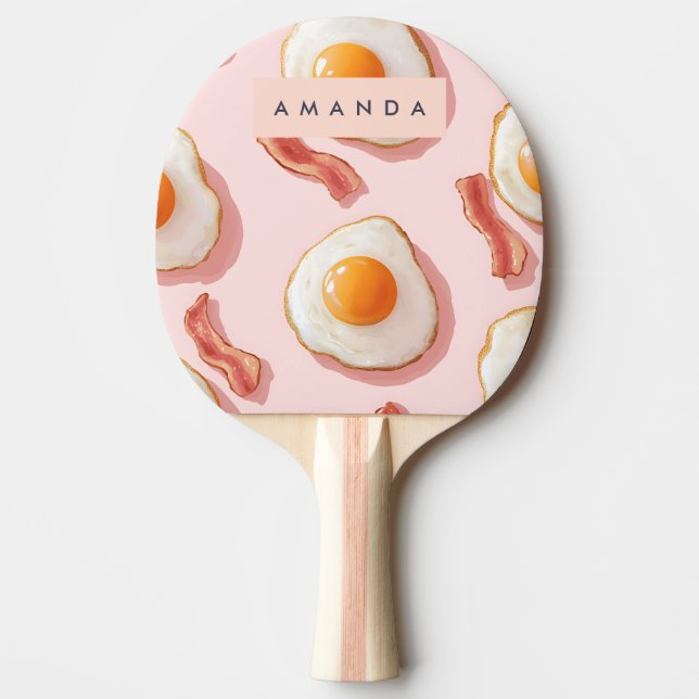 Raquete De Ping Pong Ovos Pintados Personalizados e Padrões de Bacon (Frente)