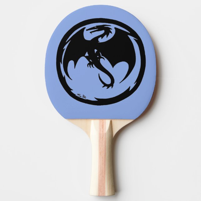 Raquete De Ping Pong Pá azul pingue-pongue preto Dragão (Frente)