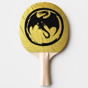 Raquete De Ping Pong Pá de pingue-pongue Dourado Dragão Negro