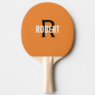 Raquete De Ping Pong Pá pingue-pongue de nome do monograma laranja