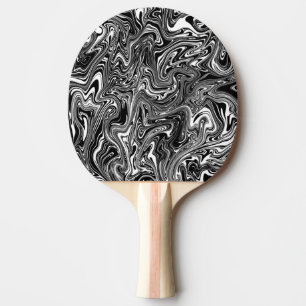 Raquete De Ping Pong Padrão abstrato de mármore líquido preto e branco