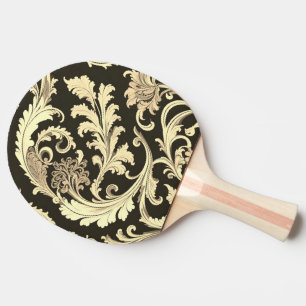 Raquete De Ping Pong Padrão Antiquado de Flor Castanho