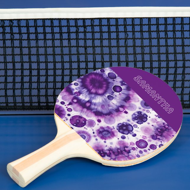 Raquete De Ping Pong Padrão Artístico de Círculos em Batik Roxo Violeta (Insitu)
