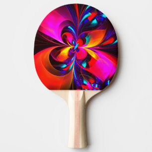 Raquete De Ping Pong Padrão Azul Vermelho Abstrato Floral Moderno #07