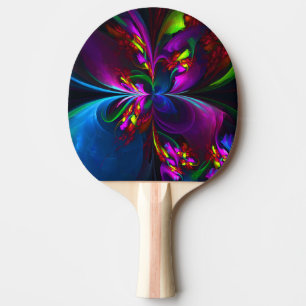 Raquete De Ping Pong Padrão Azul Vermelho Abstrato Floral Moderno #15