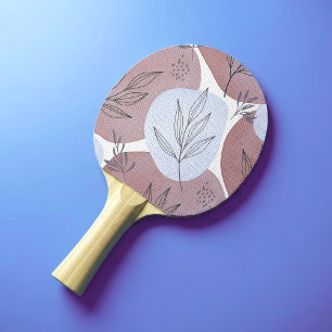 Raquete De Ping Pong Padrão Botânico Abstrato Rosa Poeirento e Verde Sa