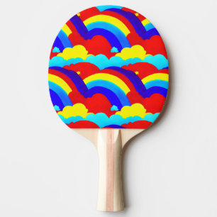 Raquete De Ping Pong Padrão Colorido de Nuvens do Arco-Íris