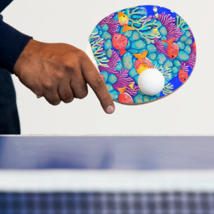 Raquete De Ping Pong Padrão Colorido de Recife de Coral Submarino Sem C