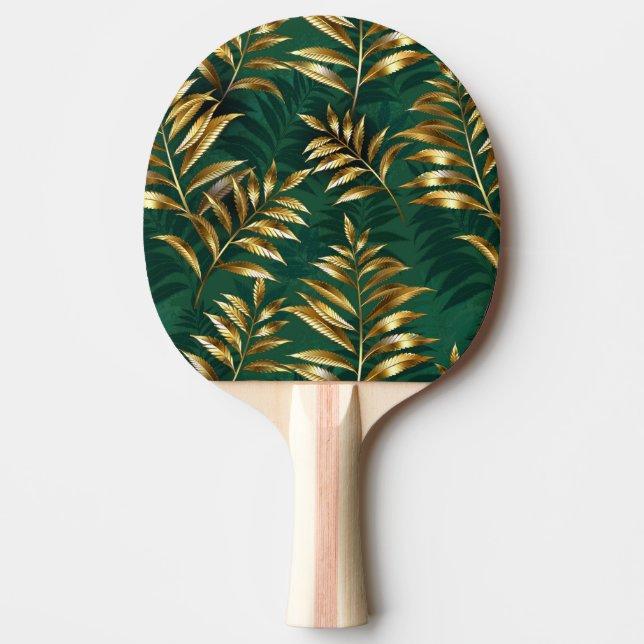Raquete De Ping Pong Padrão contínuo com samambaias douradas (Frente)