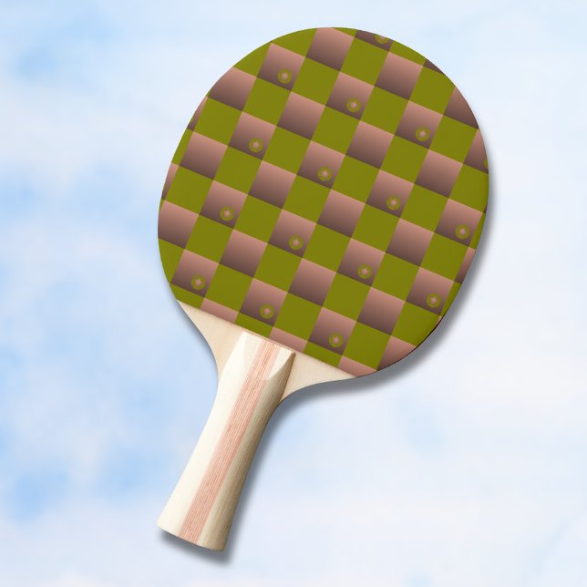 Raquete De Ping Pong Padrão controlado em castanho e verde-oliva (Criador carregado)