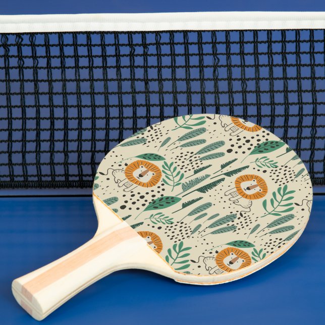 Raquete De Ping Pong Padrão da Floresta Tropical Selvagem de Leão-de-Dó (Insitu)