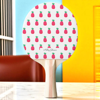 Raquete De Ping Pong Padrão de Abacaxi Rosa Branco