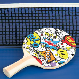 Raquete De Ping Pong Padrão de Balão de Fala de Arte Pop de História em