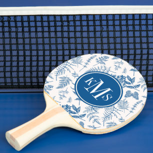 Raquete De Ping Pong Padrão de Borboleta Azul Jardim e Jardim Floral