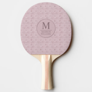 Raquete De Ping Pong Padrão de Brilho com Pontos Dourados Rosa Pastel B