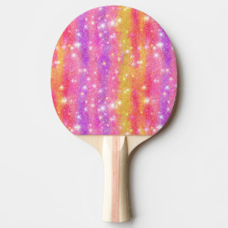 Raquete De Ping Pong Padrão de Brilho em Glitter Rosa Laranja Roxo