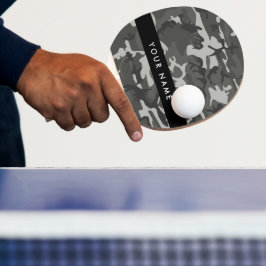 Raquete De Ping Pong Padrão de Camuflagem Cinza, Seu nome, Personalizar