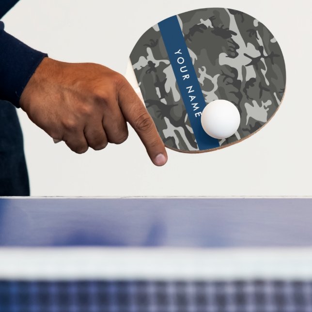 Raquete De Ping Pong Padrão de Camuflagem Cinza, Seu nome, Personalizar (Insitu)