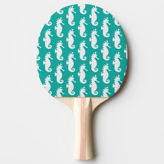 Raquete De Ping Pong Padrão de Cavalo-marinho Teal 1 (Frente)