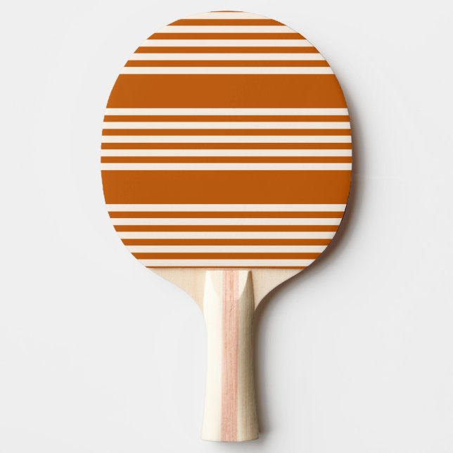 Raquete De Ping Pong Padrão de cinco faixas de bege e laranja queimado (Frente)