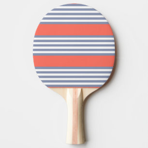 Raquete De Ping Pong Padrão de cinco faixas de cinza azul com coral viv