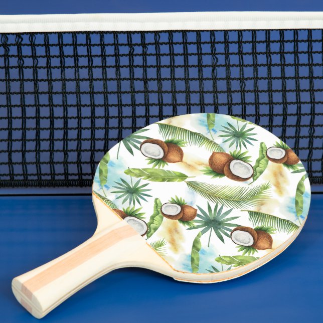 Raquete De Ping Pong Padrão de Coco Tropical de Aquarela (Insitu)