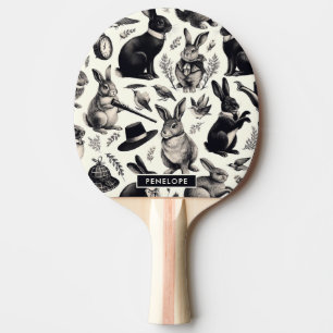 Raquete De Ping Pong Padrão de coelho da vinha-ceta