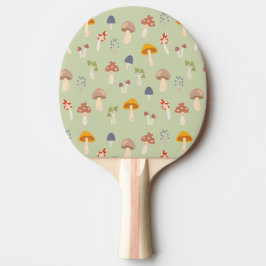 Raquete De Ping Pong Padrão de Cogumelos Coloridos de Cottagecore