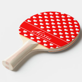 Raquete De Ping Pong Padrão De Coração Branco E Vermelho, Alissa Name M