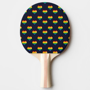 Raquete De Ping Pong Padrão de Coração do Arco-Íris de 8 Bits