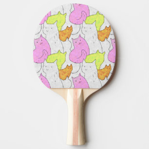 Raquete De Ping Pong Padrão de Desenho de Gatos em Aquarela Fofos