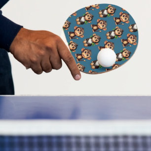 Raquete De Ping Pong Padrão de desenho de macaco azul