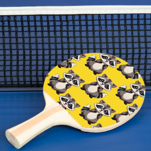 Raquete De Ping Pong Padrão de Design de Guaxinim Amarelo