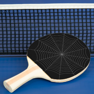 Raquete De Ping Pong Padrão de Dia das Bruxas na teia da cinza Negra
